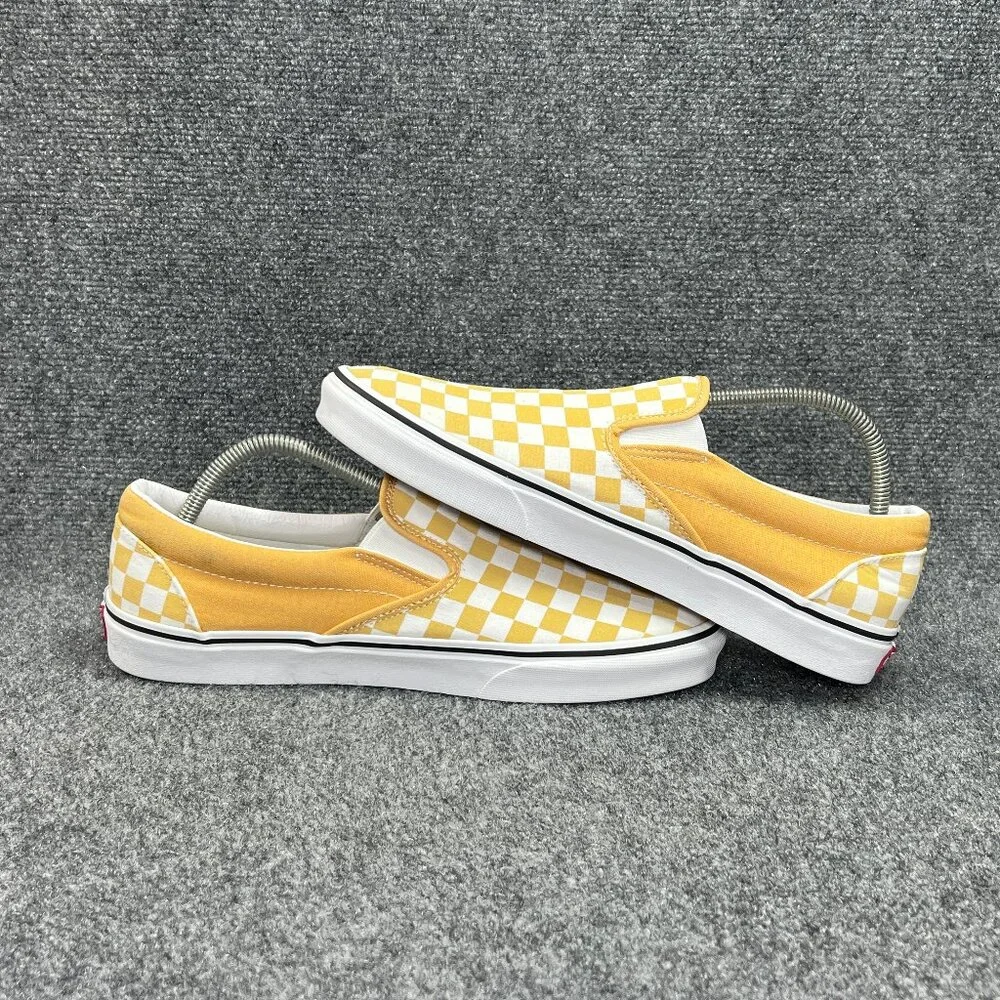 Vans Shoes Men's 11.5 Yellow Checkerboard Slip‎ On Athletic Retro Skate Sneakers